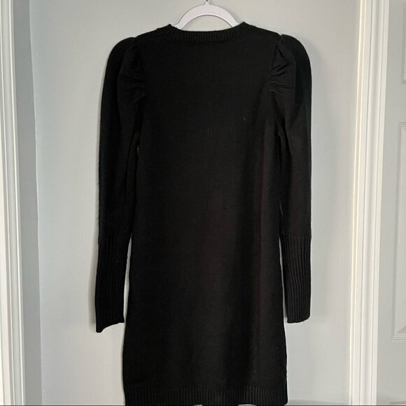 Wayf Lola Puff Sleeve Black Sweater Dress - Picture 5 of 7